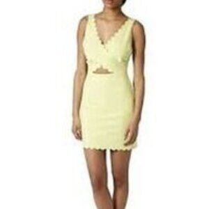 Top Shop Lime Green Scalloped edge cutouts scuba Dress sz 8
